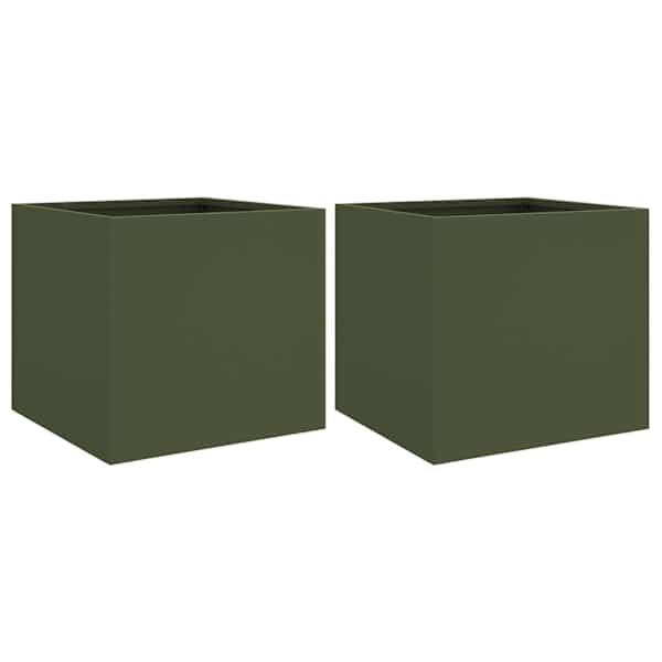 Taimekast 32 × 30 × 29 cm, külmvaltsitud teras – oliiviroheline – 2 tk