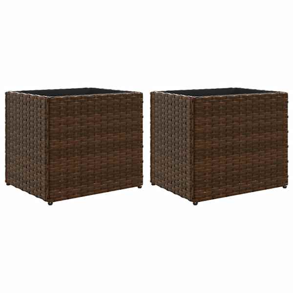 Taimekast 36 × 30 × 32 cm, pulbervärvitud teras, PE-rotang – pruun – 2 tk
