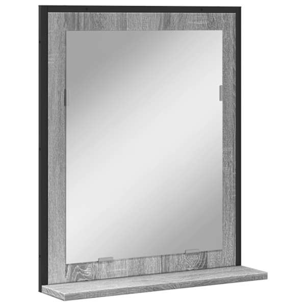 Riiuliga vannitoapeegel, hall Sonoma, 50 × 12 × 60 cm, tehispuit