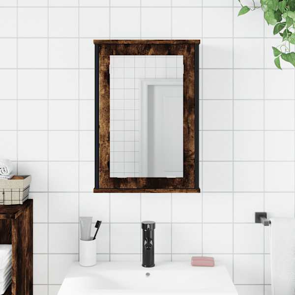 Vannitoa peegelkapp, suitsutatud tamm, 42 × 12 × 60 cm, tehispuit