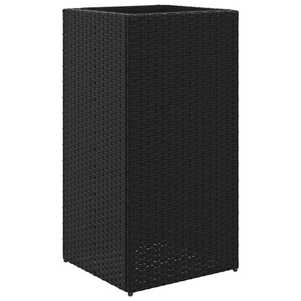 Taimekast 40 × 40 × 80 cm, pulbervärvitud teras, PE-rotang – must