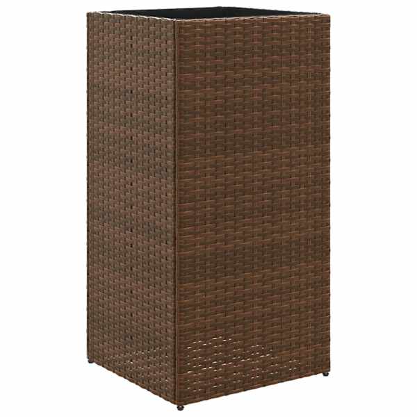 Taimekast 40 × 40 × 80 cm, pulbervärvitud teras, PE-rotang – pruun