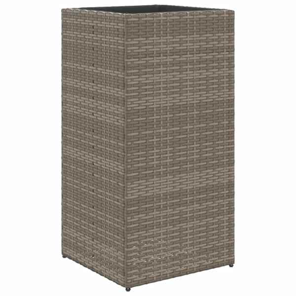 Taimekast 40 × 40 × 80 cm, pulbervärvitud teras, PE-rotang – hall