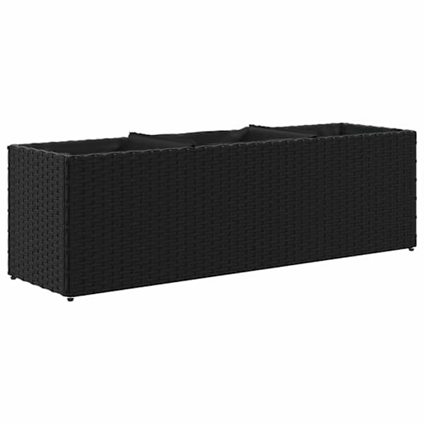 Taimekast 105 × 30 × 32 cm, pulbervärvitud teras, PE-rotang – must
