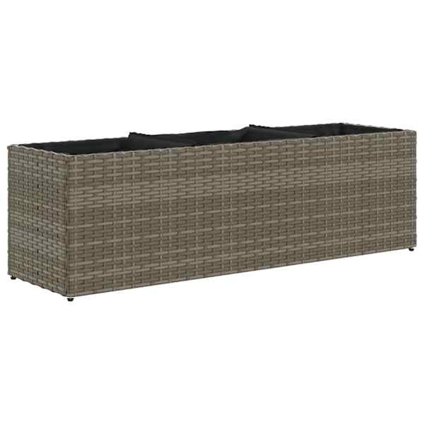 Taimekast 105 × 30 × 32 cm, pulbervärvitud teras, PE-rotang – hall