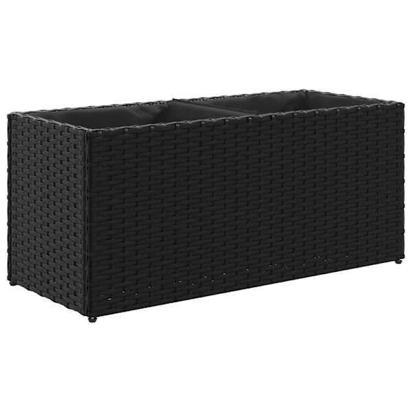 Taimekast 72 × 30 × 32 cm, pulbervärvitud teras, PE-rotang – must