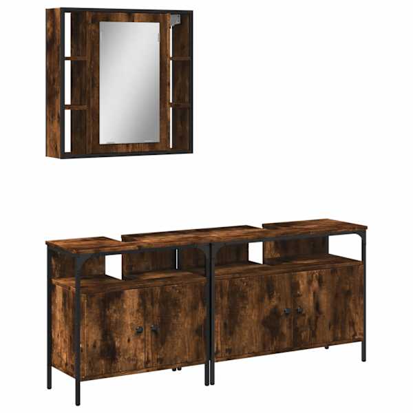 3-osaline vannitoakappide komplekt, suitsutatud tamm, tehispuit