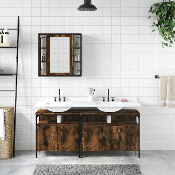3-osaline vannitoakappide komplekt, suitsutatud tamm, tehispuit
