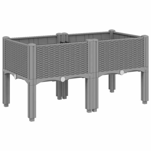 Taimekast jalgadega 80 × 40 × 42 cm, PP (polüpropüleen) – helehall