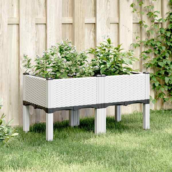 Taimekast jalgadega 80 × 40 × 42 cm, PP (polüpropüleen) – valge