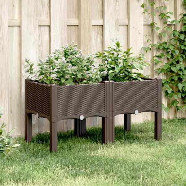 Taimekast jalgadega 80 × 40 × 42 cm, PP (polüpropüleen) – pruun
