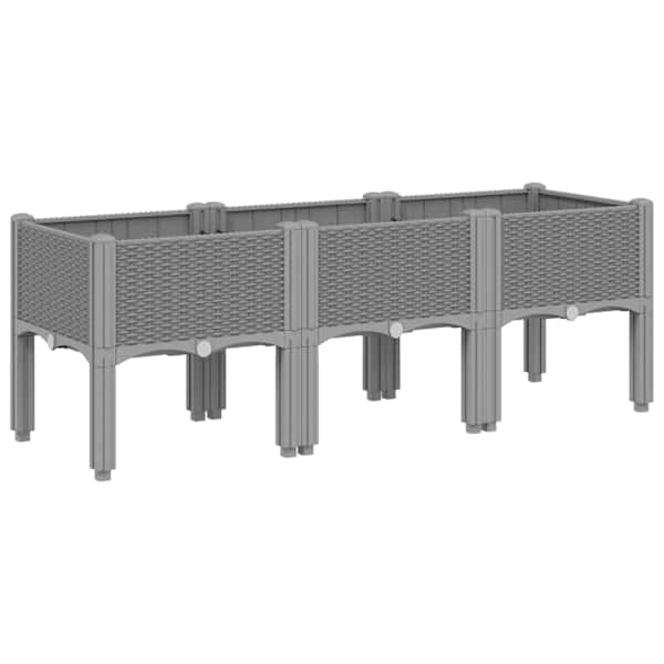 Taimekast jalgadega 120 × 40 × 42 cm, PP (polüpropüleen) – helehall