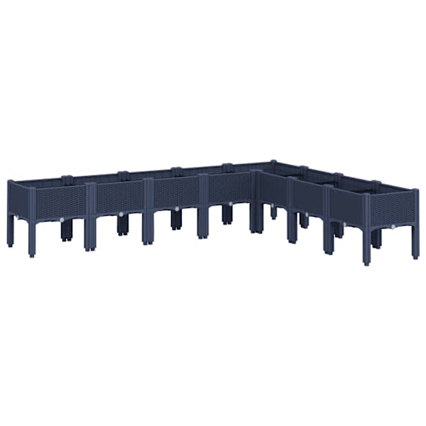 Taimekast jalgadega 200 × 160 × 42 cm, PP (polüpropüleen) – sinakashall