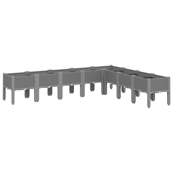 Taimekast jalgadega 200 × 160 × 42 cm, PP (polüpropüleen) – helehall