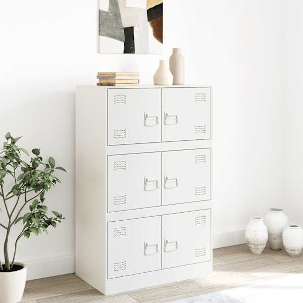 Puhvetkapp, valge, 67 × 39 × 107 cm, teras