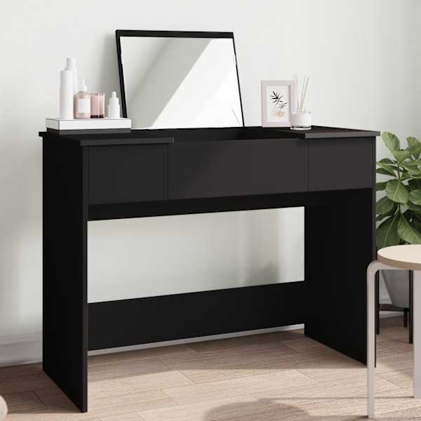 Peegliga tualettlaud, must, 100 × 45 × 76 cm