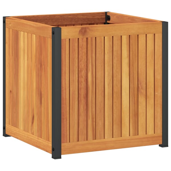 Taimekast 45 × 45 × 44 cm, õliviimistlusega akaatsiapuit, pulbervärvitud teras