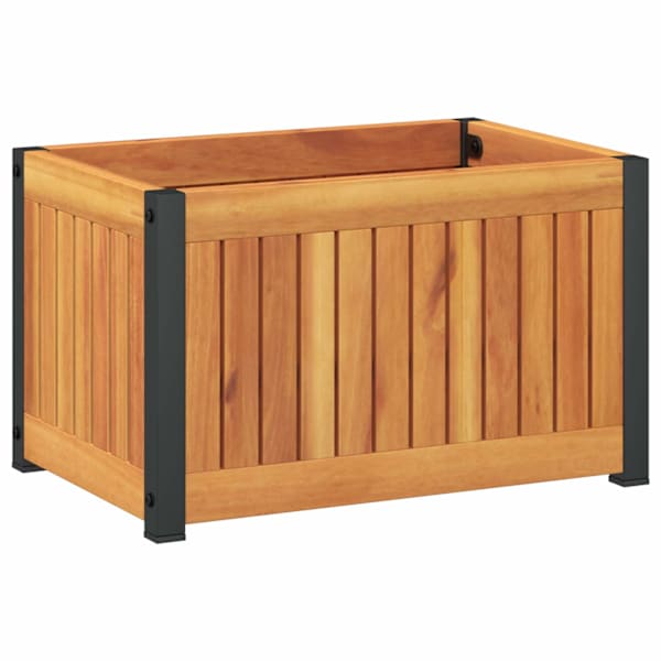 Taimekast 45 × 30 × 27,5 cm, õliviimistlusega akaatsiapuit, pulbervärvitud teras