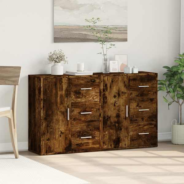 Puhvetkapid 2 tk, suitsutatud tamm, 60 × 31 × 70 cm, tehispuit
