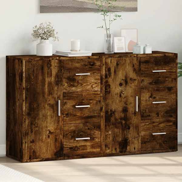 Puhvetkapid 2 tk, suitsutatud tamm, 60 × 31 × 70 cm, tehispuit
