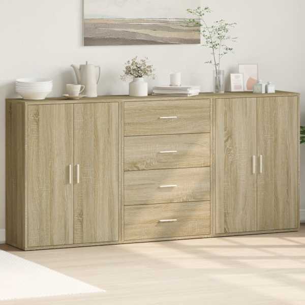 Puhvetkapid 3 tk, Sonoma tamm, 60 × 31 × 84 cm, tehispuit