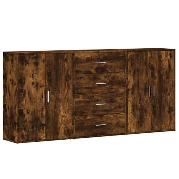 Puhvetkapid 3 tk, suitsutatud tamm, 60 × 31 × 84 cm, tehispuit