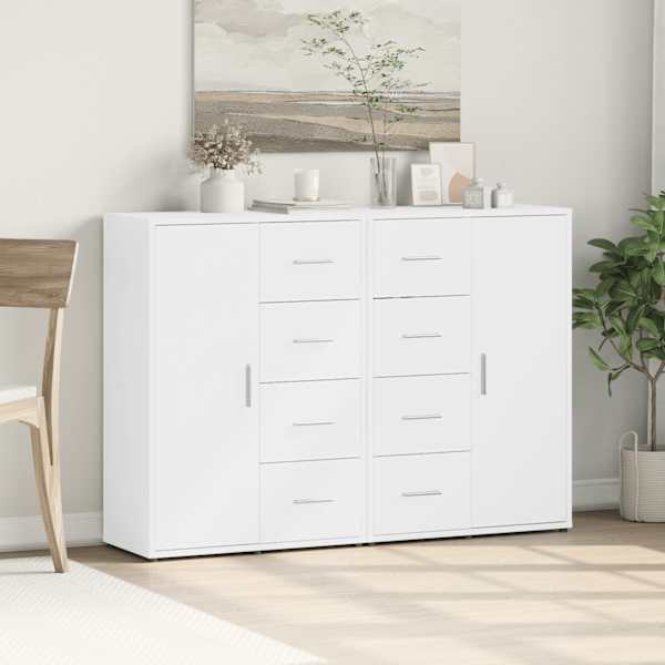 Puhvetkapid 2 tk, valge, 60 × 31 × 84 cm, tehispuit