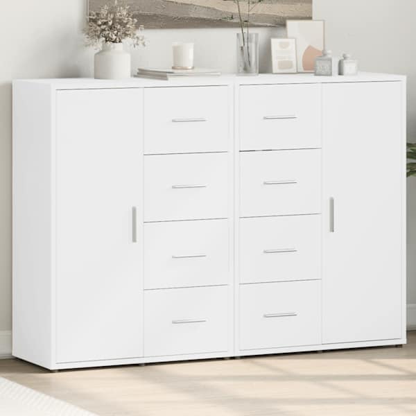 Puhvetkapid 2 tk, valge, 60 × 31 × 84 cm, tehispuit