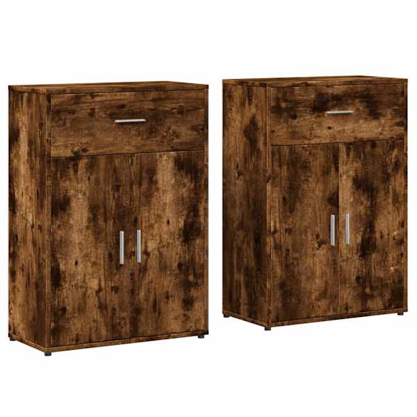 Puhvetkapid 2 tk, suitsutatud tamm, 60 × 30 × 84 cm, tehispuit