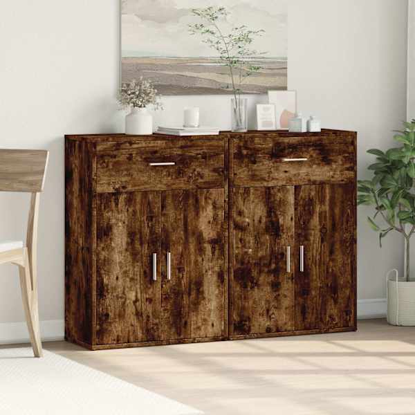 Puhvetkapid 2 tk, suitsutatud tamm, 60 × 30 × 84 cm, tehispuit