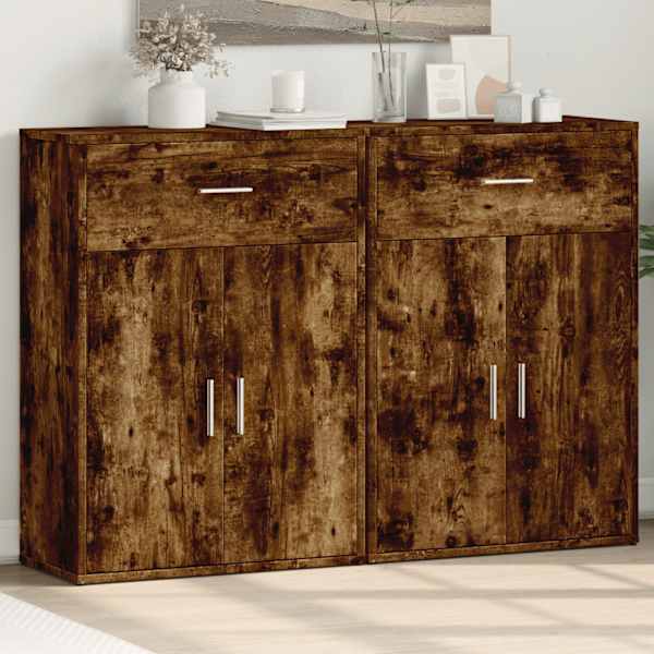 Puhvetkapid 2 tk, suitsutatud tamm, 60 × 30 × 84 cm, tehispuit