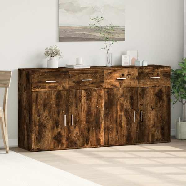 Puhvetkapid 2 tk, suitsutatud tamm, 79 × 38 × 80 cm, tehispuit