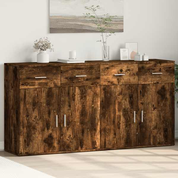 Puhvetkapid 2 tk, suitsutatud tamm, 79 × 38 × 80 cm, tehispuit