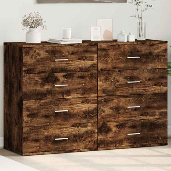 Puhvetkapid 2 tk, suitsutatud tamm, 60 × 39 × 80 cm, tehispuit