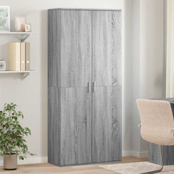 Kõrge kapp, hall Sonoma tamm, 80 × 35 × 180 cm, tehispuit