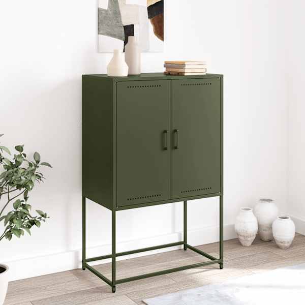Kõrge kapp, oliiviroheline, 68,5 × 38,5 × 107 cm, teras