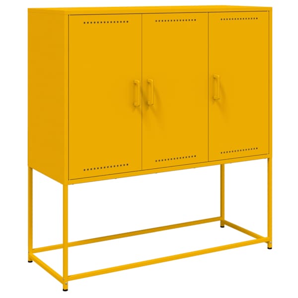 Kõrge kapp, sinepikollane, 100,5 × 39 × 107 cm, teras