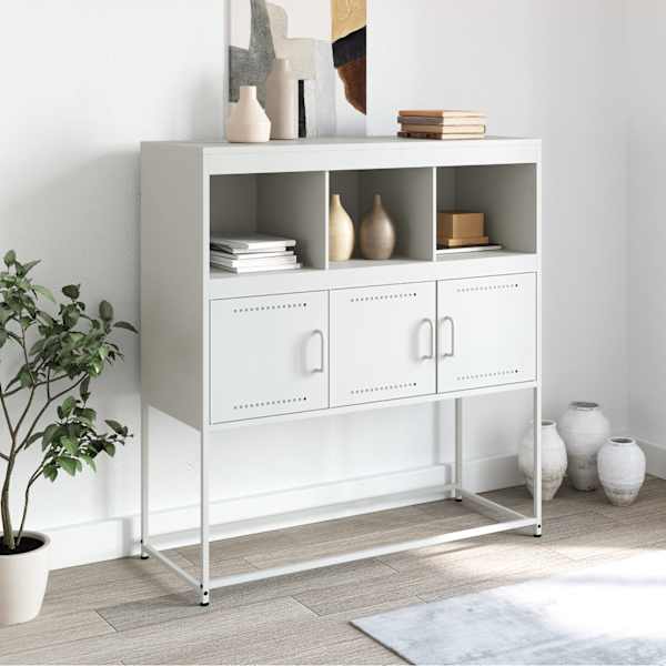 Puhvetkapp, valge, 100,5 × 39 × 107 cm, teras