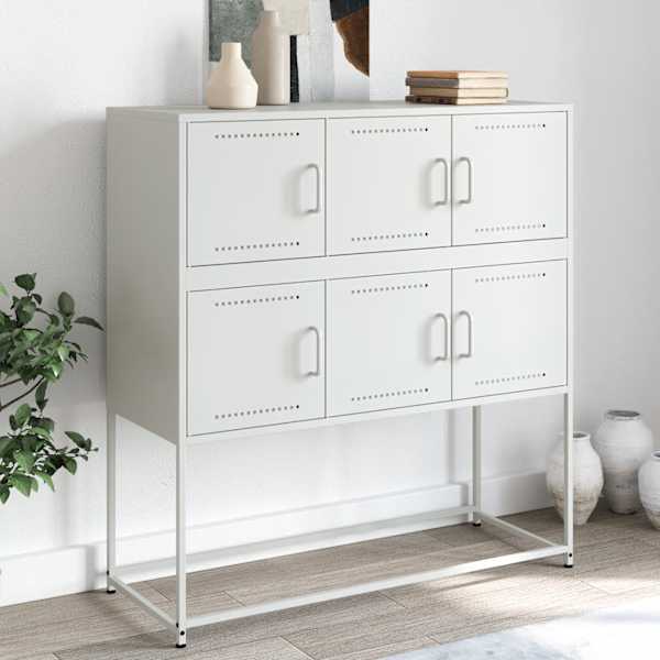 Puhvetkapp, valge, 100,5 × 39 × 107 cm, teras
