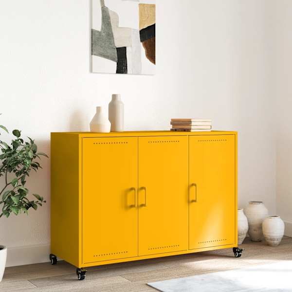 Puhvetkapp, sinepikollane, 100,5 × 39 × 72 cm, teras