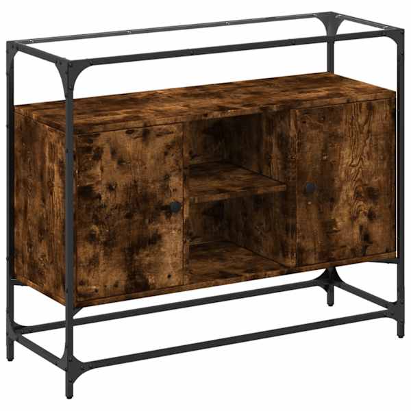 Klaasplaadiga puhvetkapp suitsutatud tamm 98 × 35 × 51 cm tehispuit