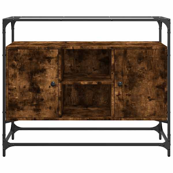 Klaasplaadiga puhvetkapp suitsutatud tamm 98 × 35 × 51 cm tehispuit