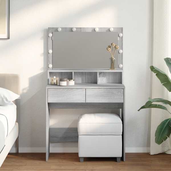 Tualettlaud LEDiga, hall Sonoma tamm, 80 × 41 × 134,5 cm