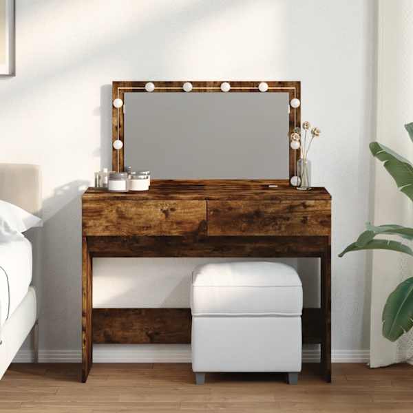 Tualettlaud LEDiga, suitsutatud tamm, 100 × 40 × 120 cm