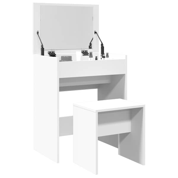 Tualettlaud taburetiga, valge, 60 × 40 × 113,5 cm