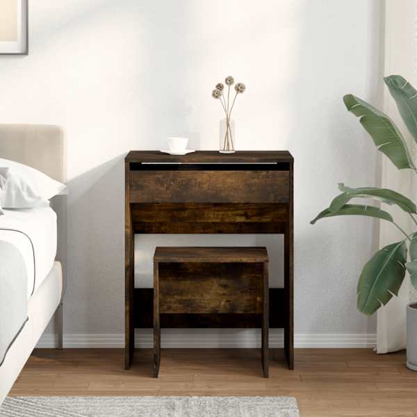 Tualettlaud taburetiga, suitsutatud tamm, 60 × 40 × 113,5 cm