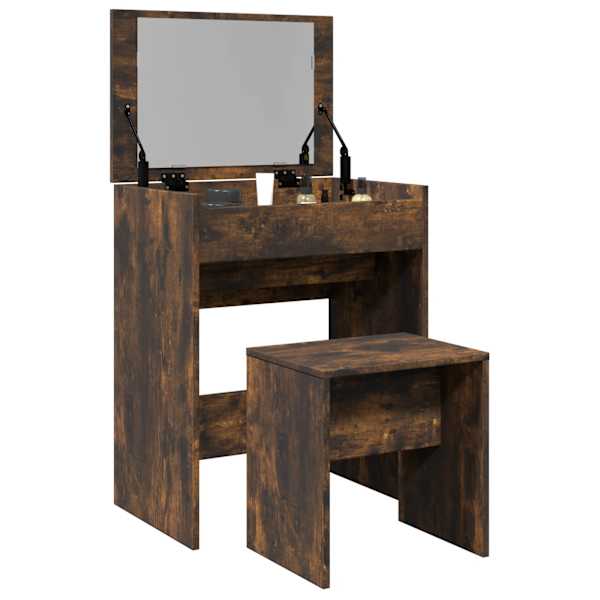 Tualettlaud taburetiga, suitsutatud tamm, 60 × 40 × 113,5 cm