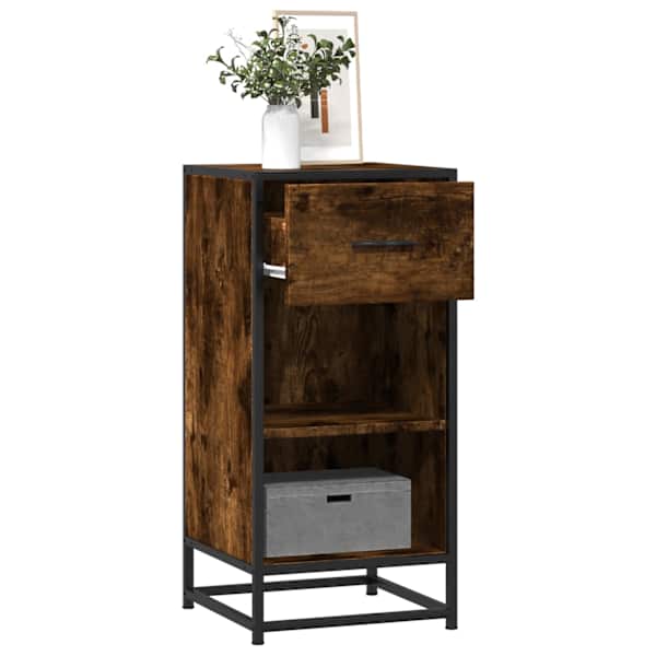 Puhvetkapp, suitsutatud tamm, 35,5 × 35 × 76cm, tehispuit ja metall
