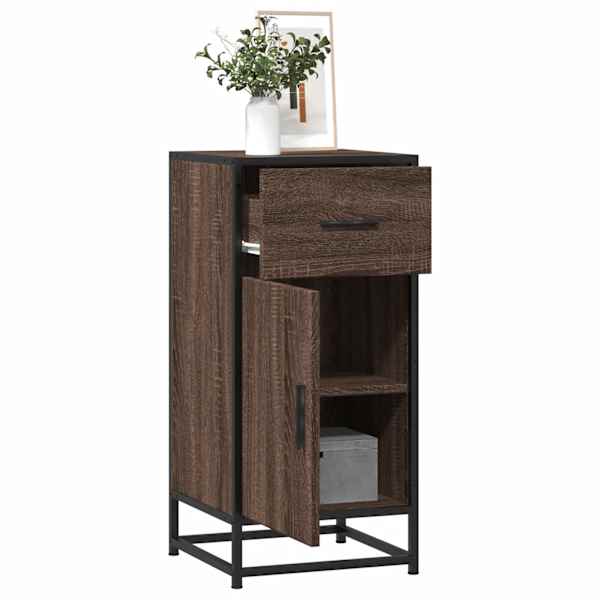 Puhvetkapp, pruun tamm, 35,5 × 35 × 76 cm, tehispuit ja metall