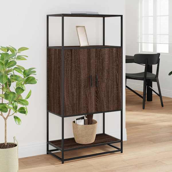 Highboard pruun tamm 68 × 35 × 139 cm Engineered Wood and Metal